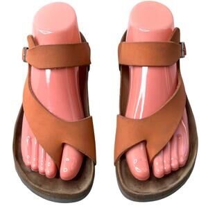 Birkenstock X Betula Toe Loop Buckle Strap Leather Sandals in Tan Womens 8 - 8.5